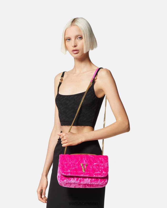 Rosa Umhängetasche aus Virtus-Samt Versace Frauen Taschen 8N4XJD376