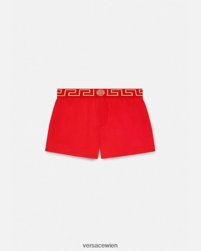Rot Badeshorts mit Greca-Bordüre Versace Männer Unterwäsche und Strandbekleidung 8N4XJD1810