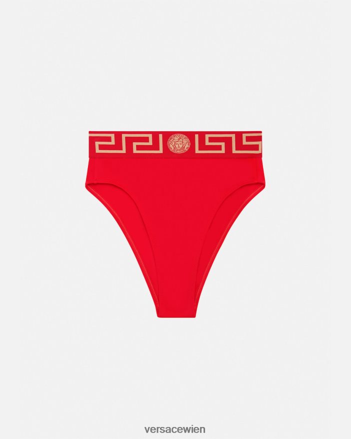Rot Bikinihöschen mit hoher Taille und Greca-Bordüre Versace Frauen Unterwäsche und Strandbekleidung 8N4XJD1154