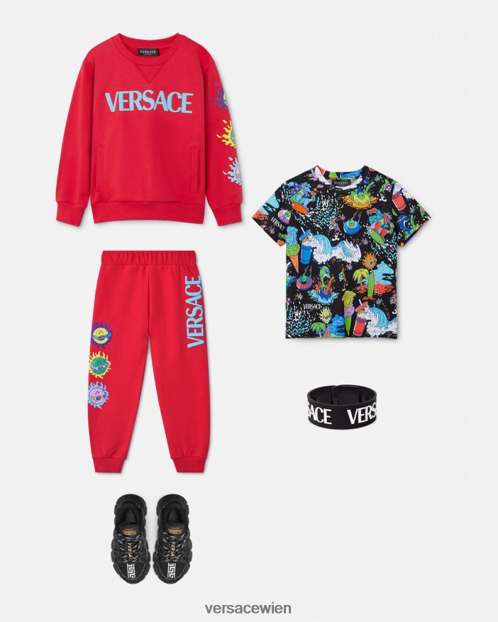 Rot Jogginghose mit Medusa-Sonnenbrille Versace Kinder Kleidung 8N4XJD2138