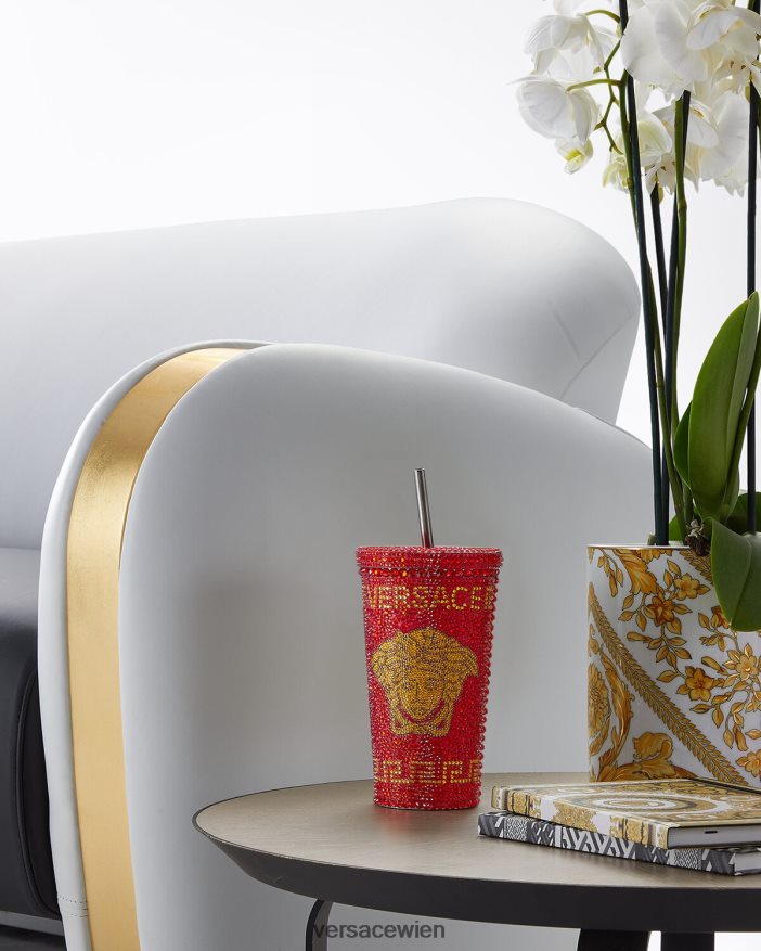 Rot Kristall-Medusa-Reisebecher Versace Frauen Unterwäsche und Strandbekleidung 8N4XJD1207