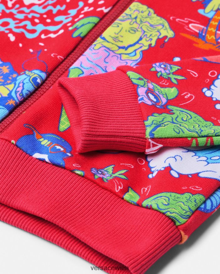 Rot Medusa Sunnies Baby-Kapuzenpullover mit Reißverschluss Versace Kinder Kleidung 8N4XJD1927