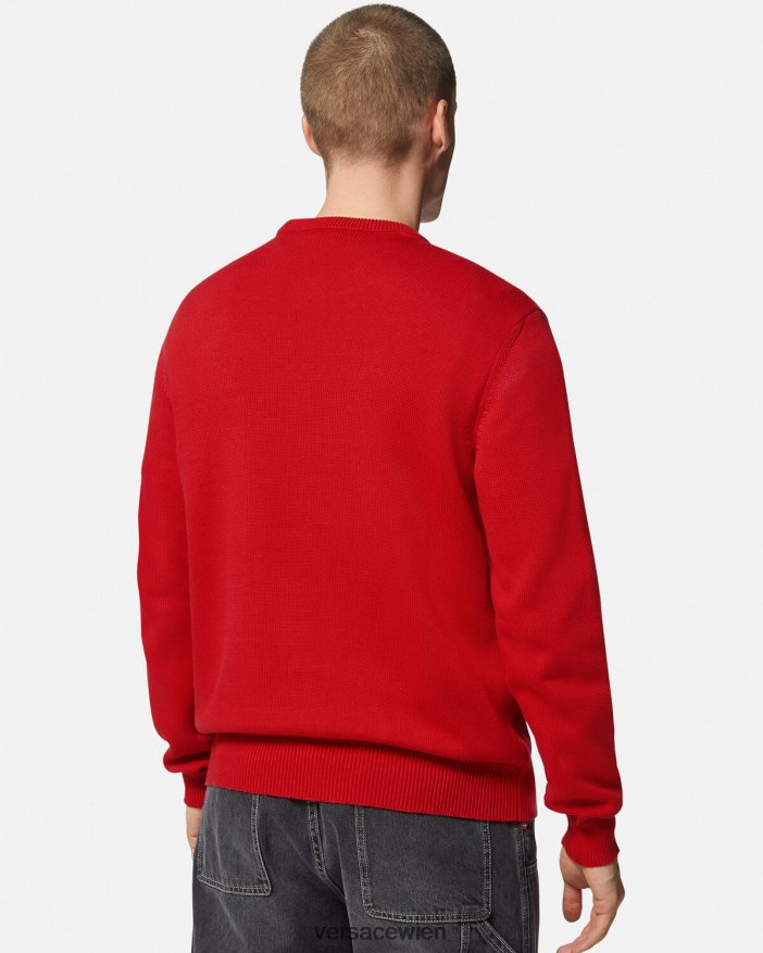 Rot Pullover mit barocker Intarsienstickerei Versace Männer Kleidung 8N4XJD1345