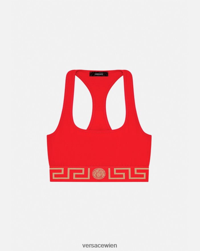 Rot Sport-BH mit Greca-Bordüre Versace Frauen Unterwäsche und Strandbekleidung 8N4XJD1037
