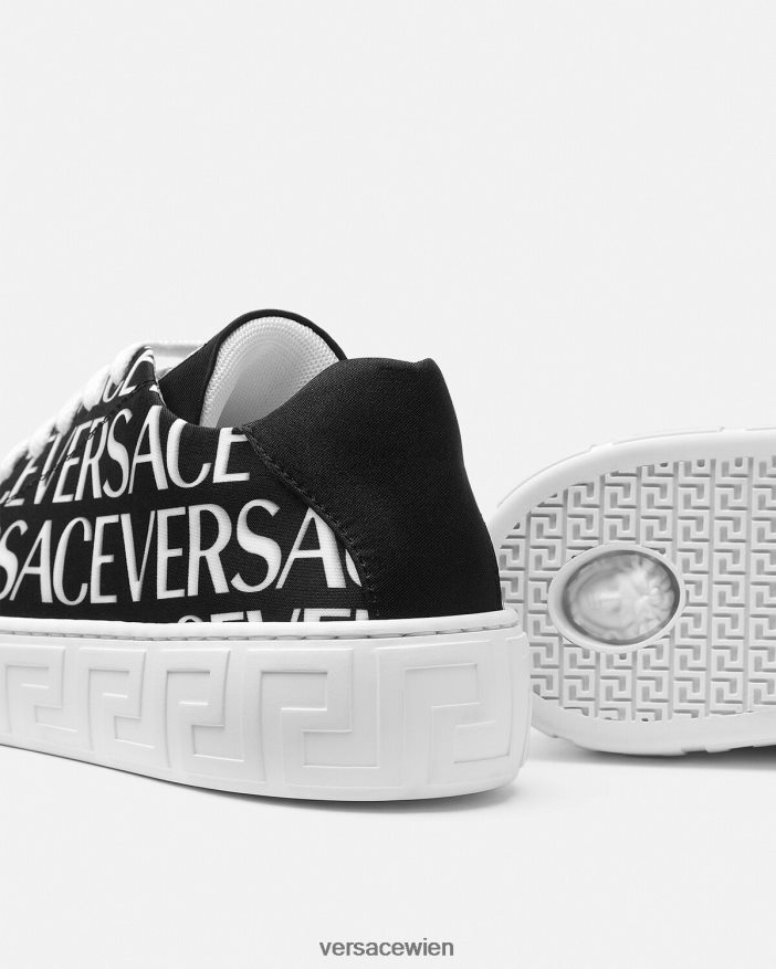 Schwarz  Druck Allover-Greca-Sneaker Versace Kinder Schuh 8N4XJD2038