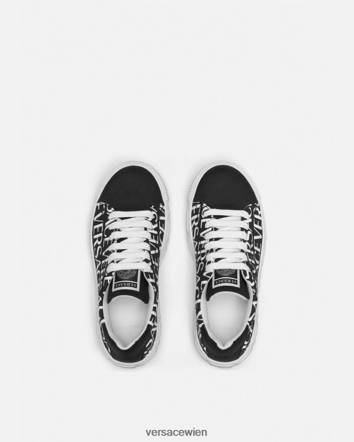 Schwarz  Druck Allover-Greca-Sneaker Versace Kinder Schuh 8N4XJD2038