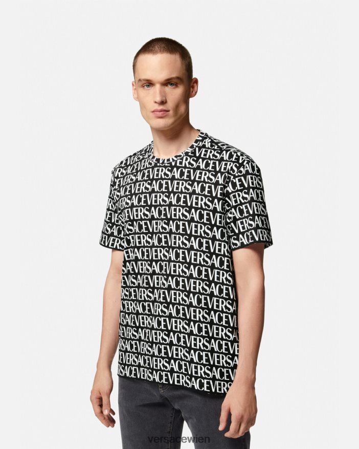 Schwarz  Druck Allover-T-Shirt Versace Männer Kleidung 8N4XJD1390
