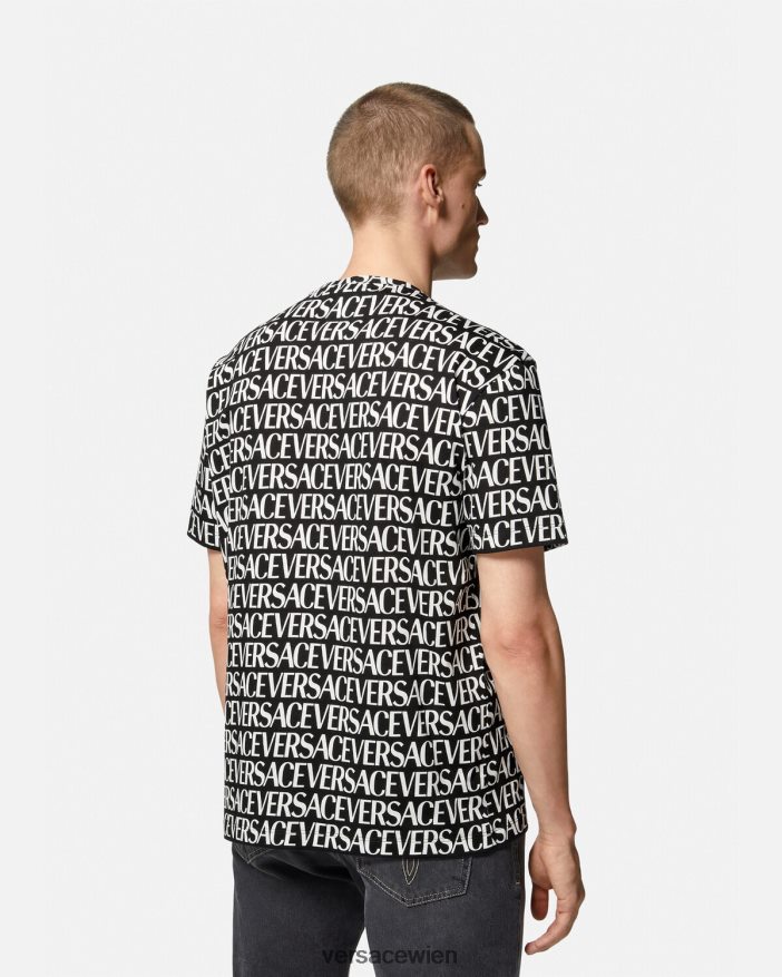 Schwarz  Druck Allover-T-Shirt Versace Männer Kleidung 8N4XJD1390