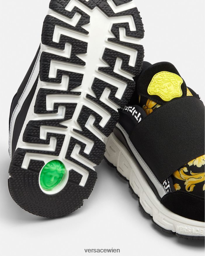 Schwarz  Druck Barocco Trigreca-Sneaker Versace Kinder Schuh 8N4XJD2051