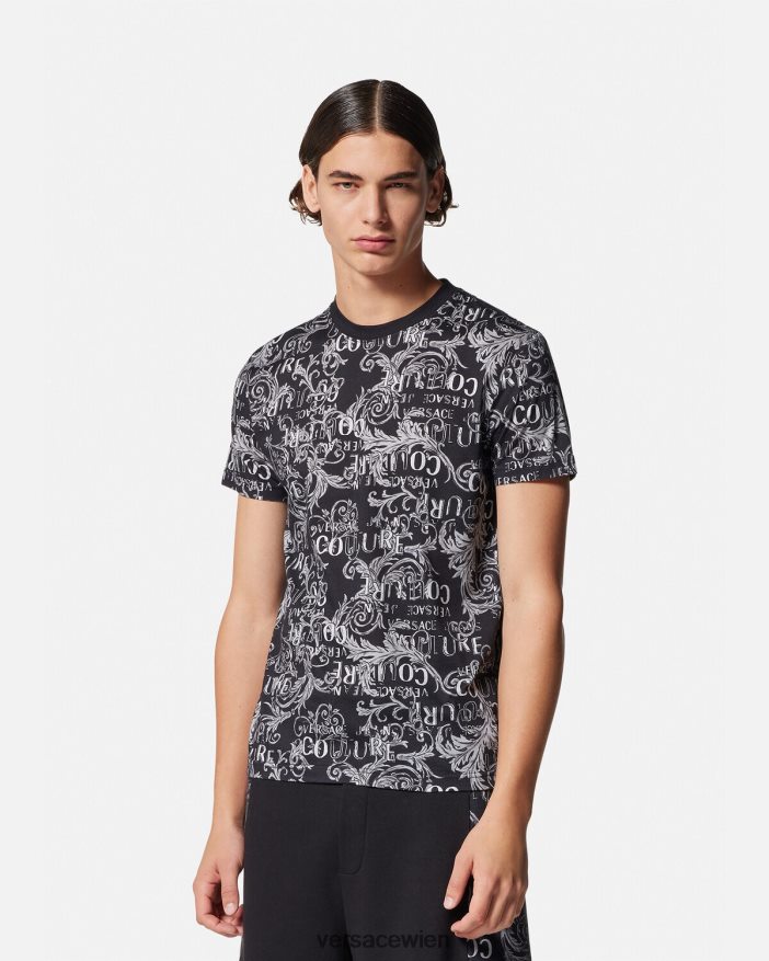 Schwarz  Druck Couture-T-Shirt mit Logo Versace Männer Kleidung 8N4XJD2385