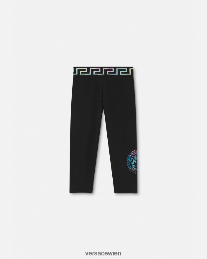Schwarz  Druck Greca-Medusa-Baby-Leggings Versace Kinder Kleidung 8N4XJD1851