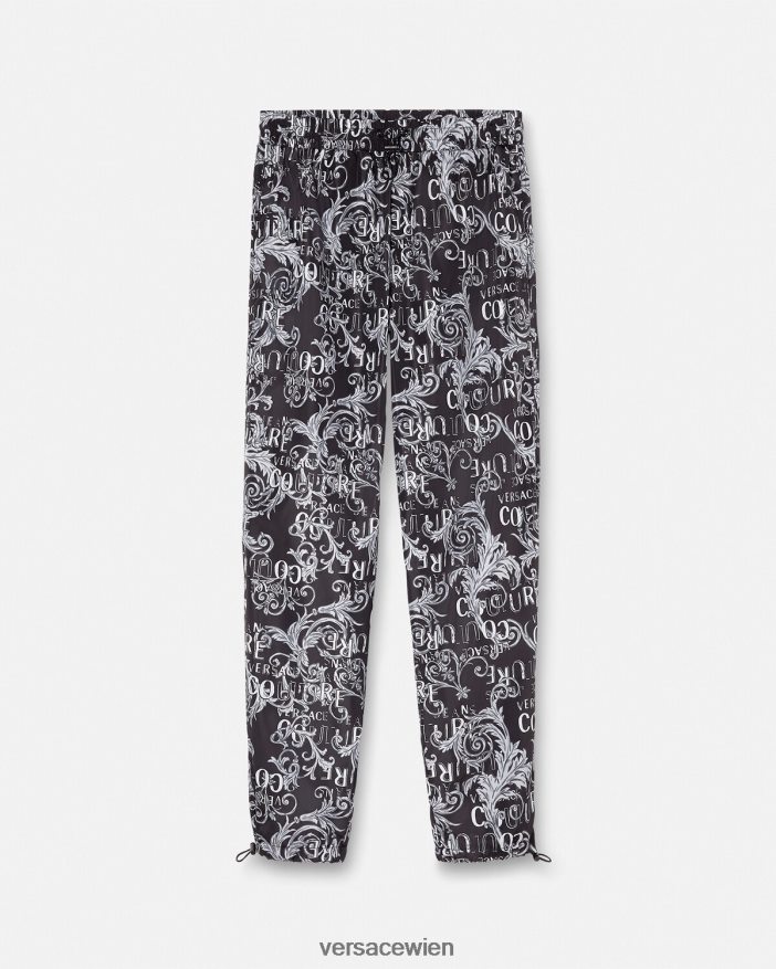 Schwarz  Druck Hose mit Logo-Couture-Kordelzug Versace Männer Kleidung 8N4XJD2431