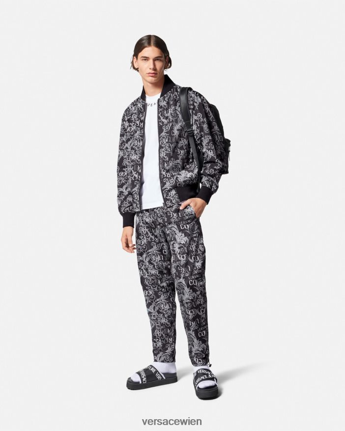 Schwarz  Druck Hose mit Logo-Couture-Kordelzug Versace Männer Kleidung 8N4XJD2431