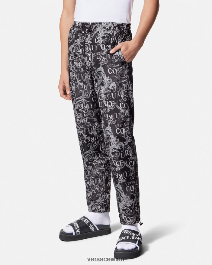 Schwarz  Druck Hose mit Logo-Couture-Kordelzug Versace Männer Kleidung 8N4XJD2431