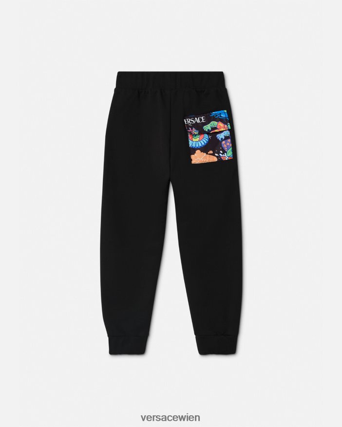 Schwarz  Druck Jogginghose mit Medusa-Sonnenbrille Versace Kinder Kleidung 8N4XJD2137