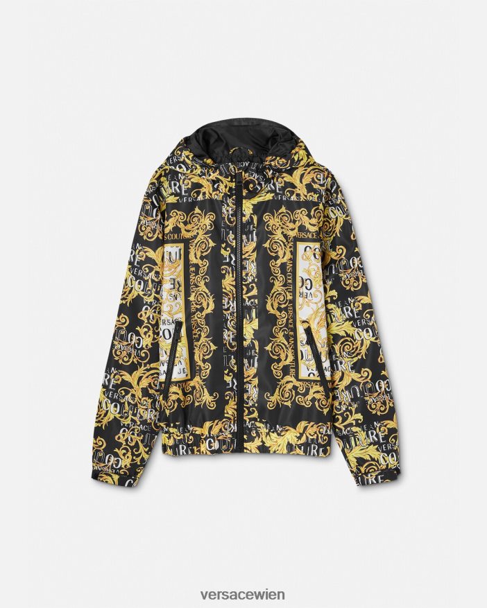Schwarz  Druck Logo-Couture-Windbreakerjacke Versace Männer Kleidung 8N4XJD2414