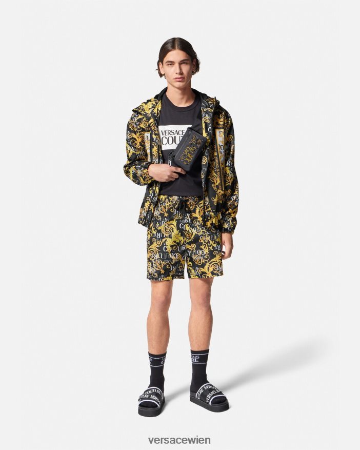 Schwarz  Druck Logo-Couture-Windbreakerjacke Versace Männer Kleidung 8N4XJD2414