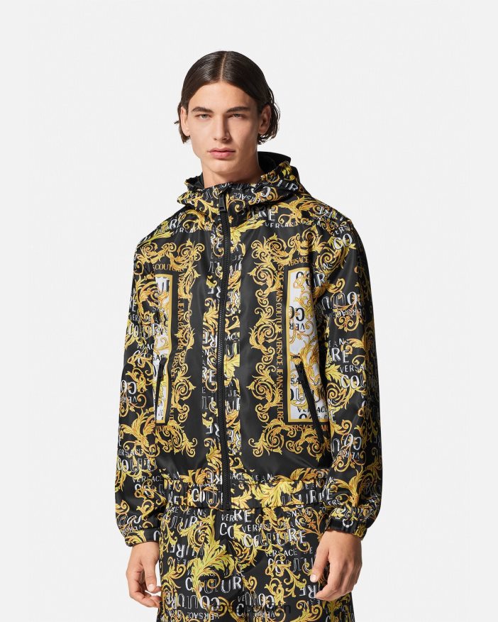 Schwarz  Druck Logo-Couture-Windbreakerjacke Versace Männer Kleidung 8N4XJD2414