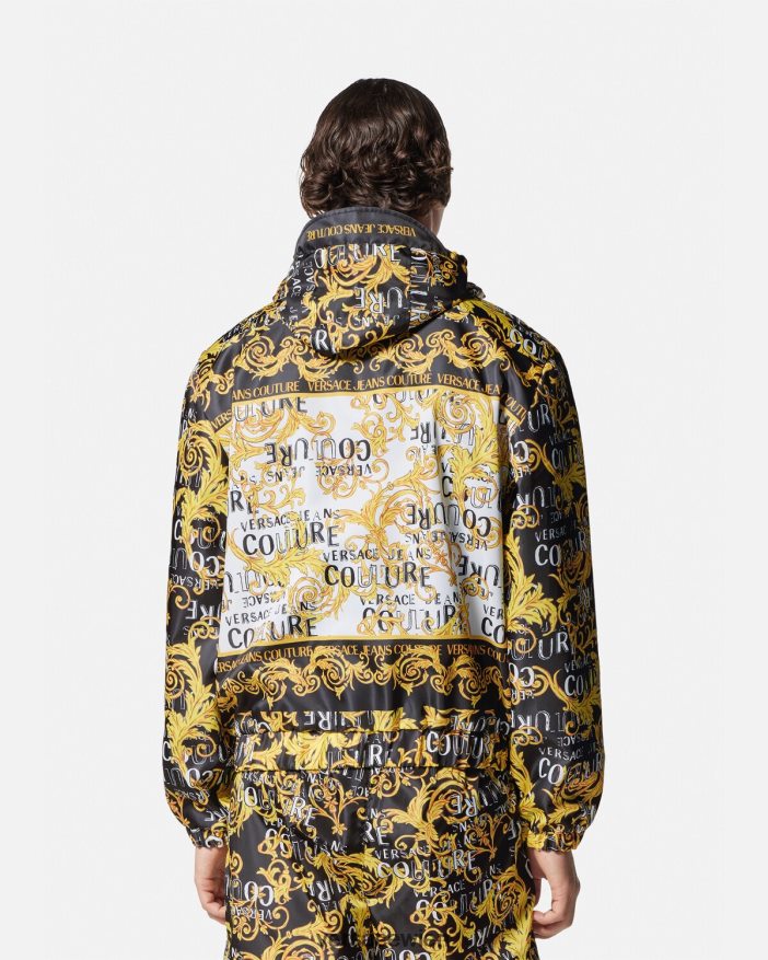 Schwarz  Druck Logo-Couture-Windbreakerjacke Versace Männer Kleidung 8N4XJD2414