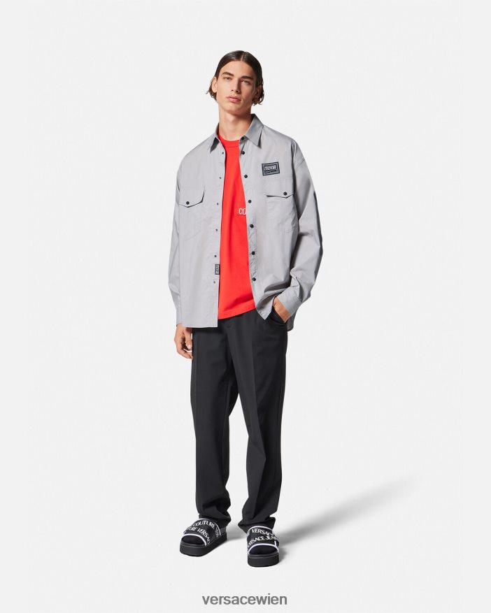 Schwarz  Druck Stücknummer-Logo-Shirt Versace Männer Kleidung 8N4XJD2400