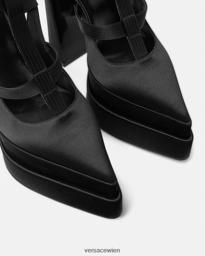 Schwarz Aevitas-Plattformpumpen mit spitzem Käfig Versace Frauen Schuh 8N4XJD404