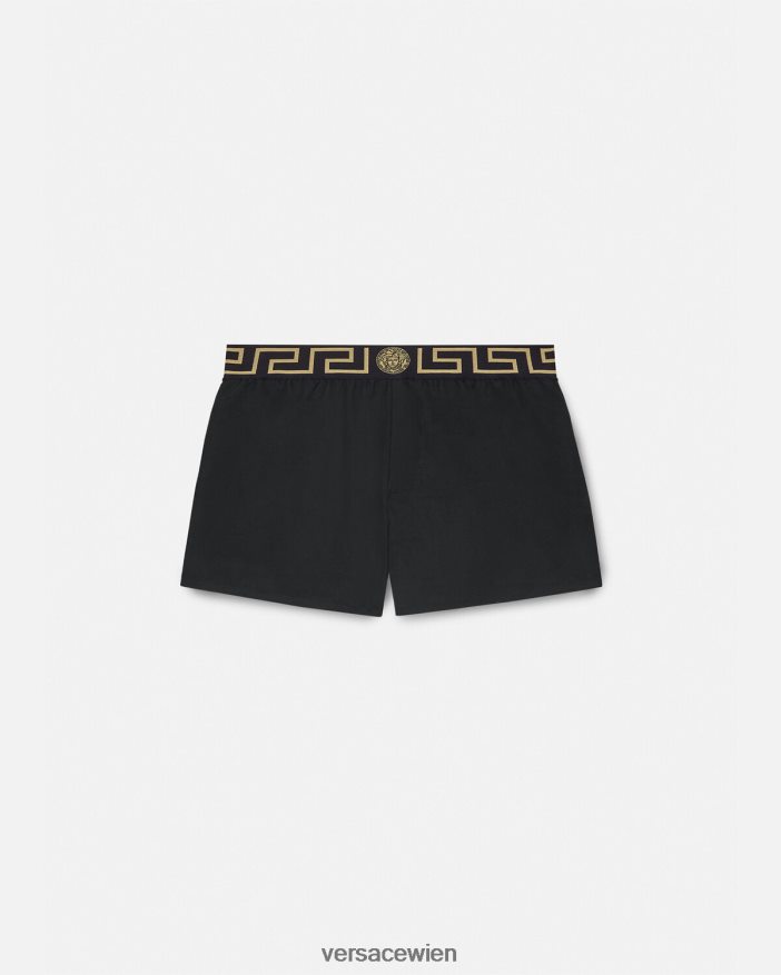Schwarz Badeshorts mit Greca-Bordüre Versace Männer Unterwäsche und Strandbekleidung 8N4XJD1811