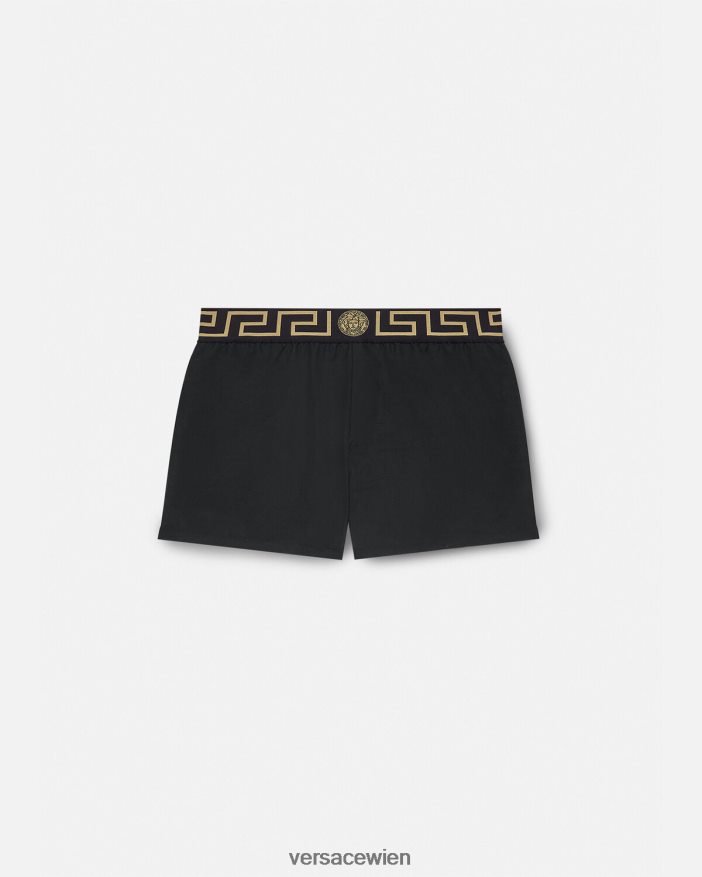 Schwarz Badeshorts mit Greca-Bordüre Versace Männer Unterwäsche und Strandbekleidung 8N4XJD1813