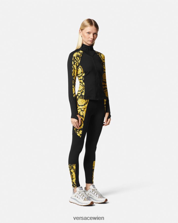 Schwarz Barocco-Fitness-Leggings Versace Frauen Kleidung 8N4XJD233