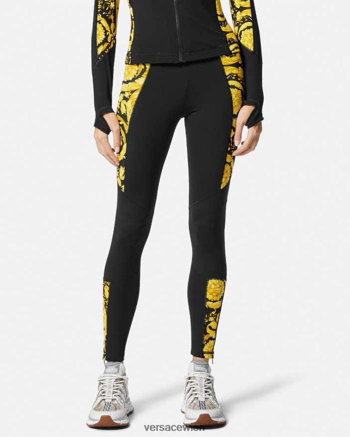 Schwarz Barocco-Fitness-Leggings Versace Frauen Kleidung 8N4XJD233