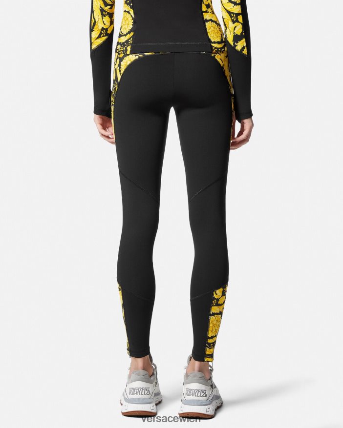 Schwarz Barocco-Fitness-Leggings Versace Frauen Kleidung 8N4XJD233