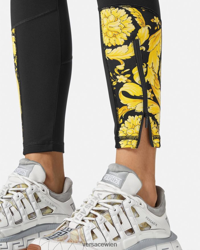 Schwarz Barocco-Fitness-Leggings Versace Frauen Kleidung 8N4XJD233