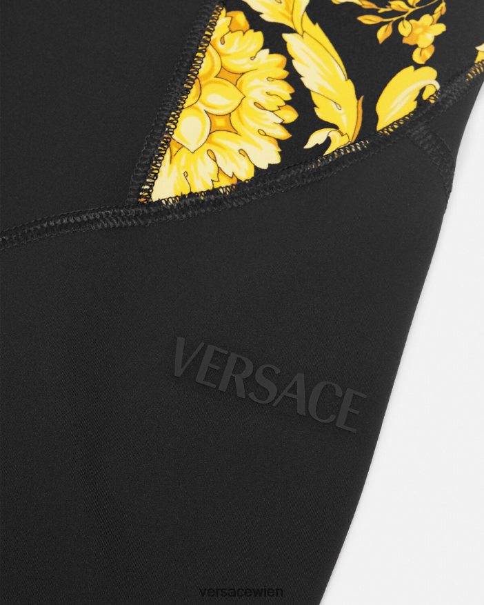Schwarz Barocco-Fitness-Leggings Versace Frauen Kleidung 8N4XJD233