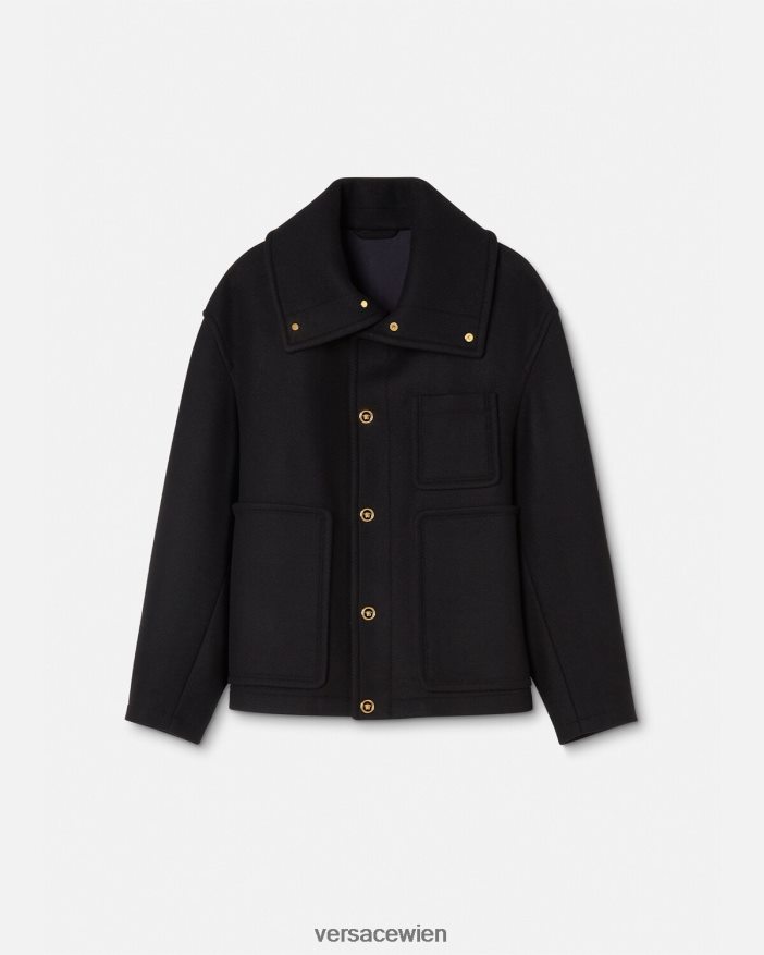 Schwarz Blousonjacke aus Medusa-Wolle Versace Männer Kleidung 8N4XJD1251