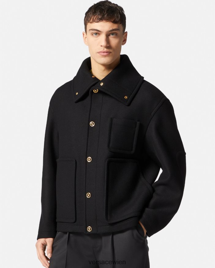 Schwarz Blousonjacke aus Medusa-Wolle Versace Männer Kleidung 8N4XJD1251