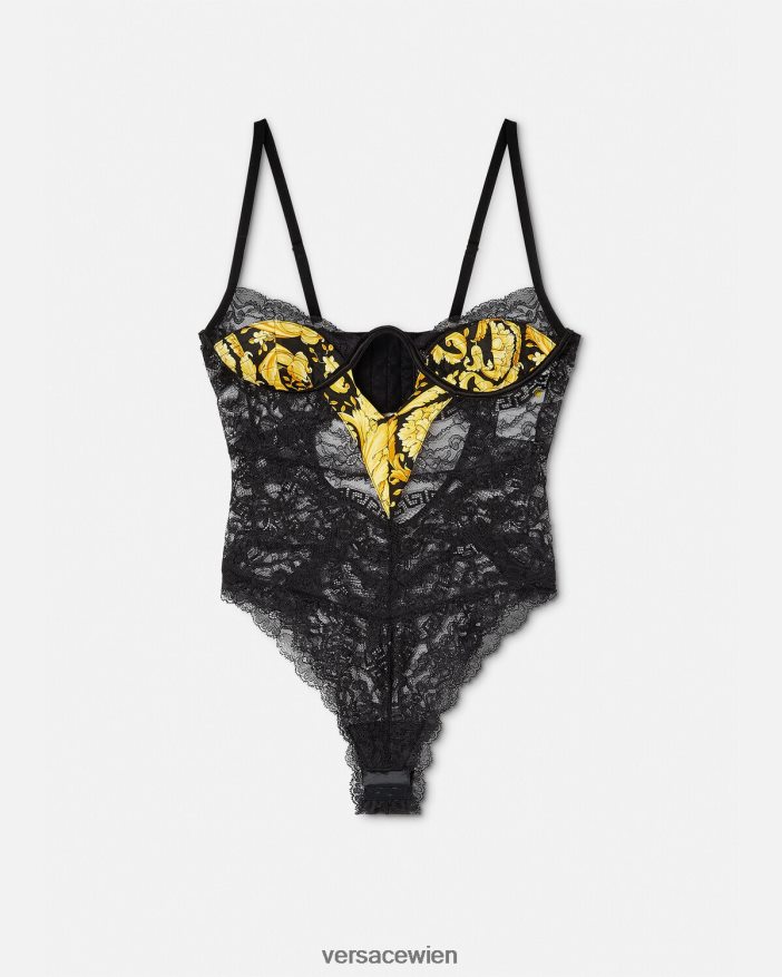 Schwarz Body aus Barocco-Spitze Versace Frauen Unterwäsche und Strandbekleidung 8N4XJD1069