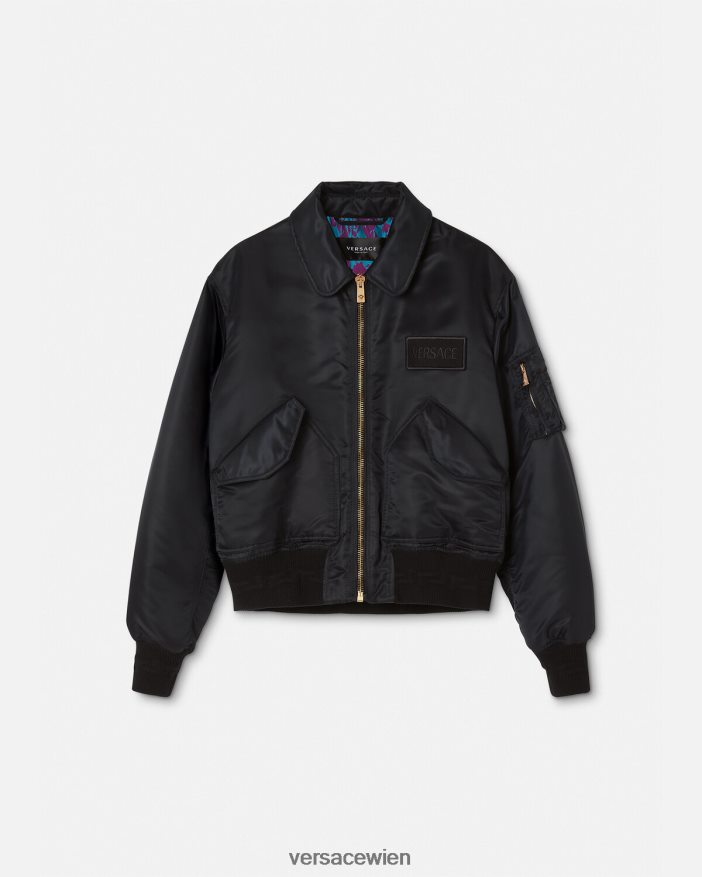 Schwarz Bomberjacke mit Logo-Patch Versace Männer Kleidung 8N4XJD1250