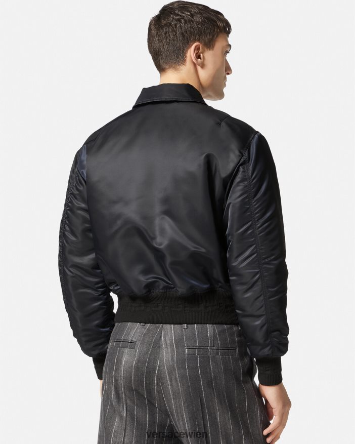 Schwarz Bomberjacke mit Logo-Patch Versace Männer Kleidung 8N4XJD1250