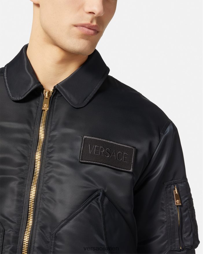 Schwarz Bomberjacke mit Logo-Patch Versace Männer Kleidung 8N4XJD1250