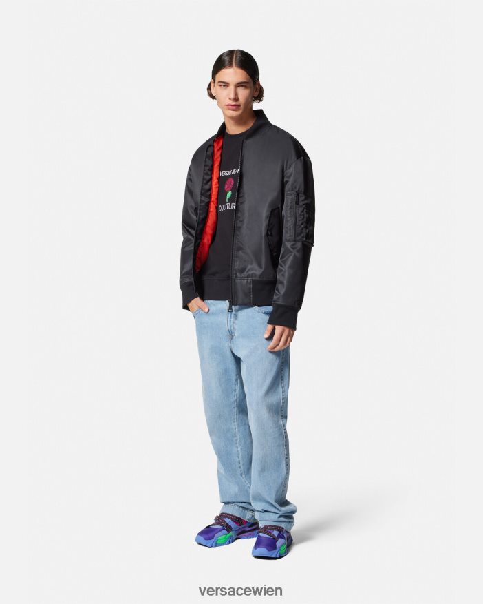 Schwarz Bomberjacke mit V-Emblem Versace Männer Kleidung 8N4XJD2418
