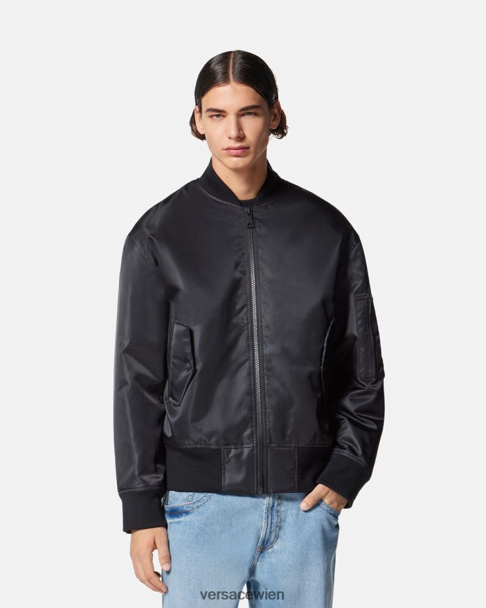 Schwarz Bomberjacke mit V-Emblem Versace Männer Kleidung 8N4XJD2418