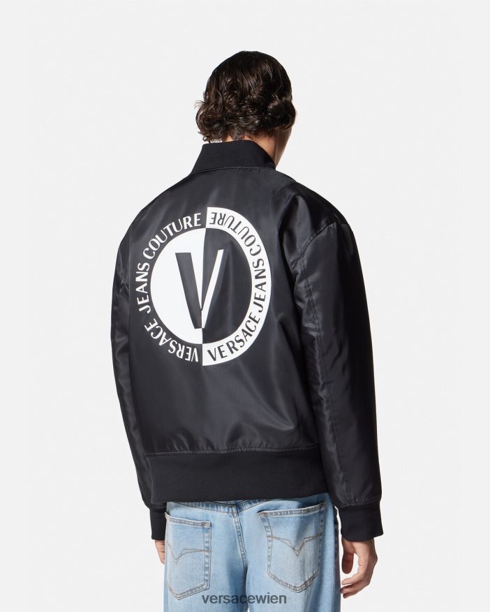 Schwarz Bomberjacke mit V-Emblem Versace Männer Kleidung 8N4XJD2418