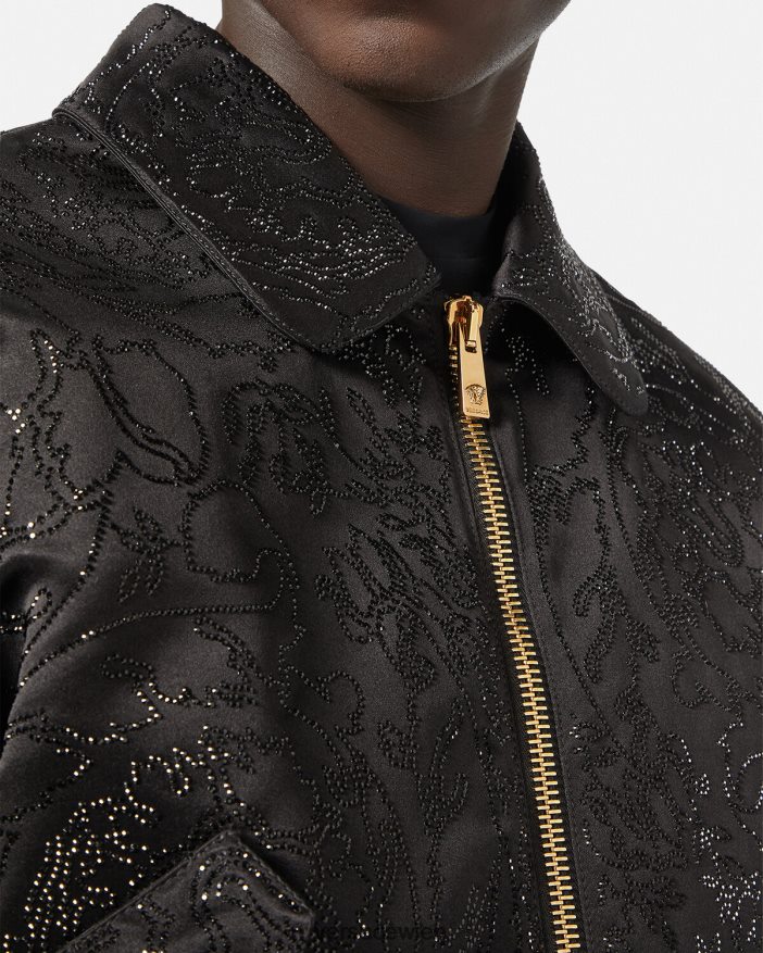 Schwarz Bomberjacke mit verzierter Barocco-Silhouette Versace Männer Kleidung 8N4XJD1226