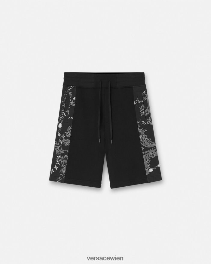 Schwarz Chain-Couture-Sweatshorts Versace Männer Kleidung 8N4XJD2441