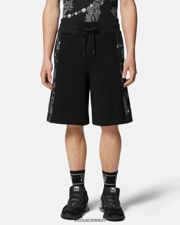 Schwarz Chain-Couture-Sweatshorts Versace Männer Kleidung 8N4XJD2441