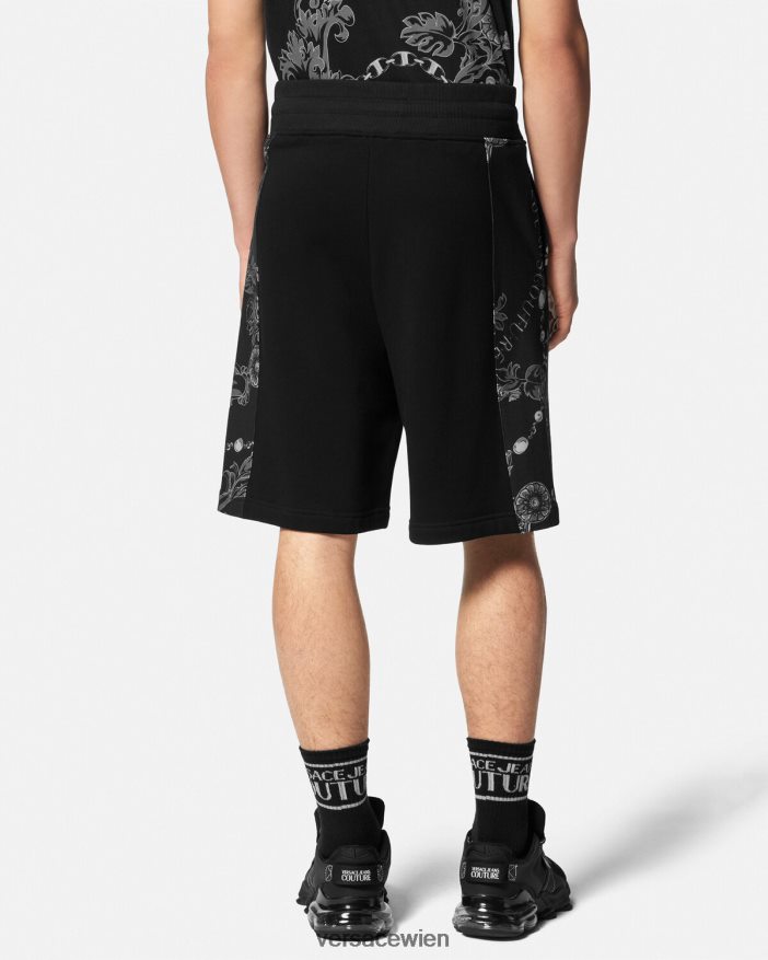 Schwarz Chain-Couture-Sweatshorts Versace Männer Kleidung 8N4XJD2441