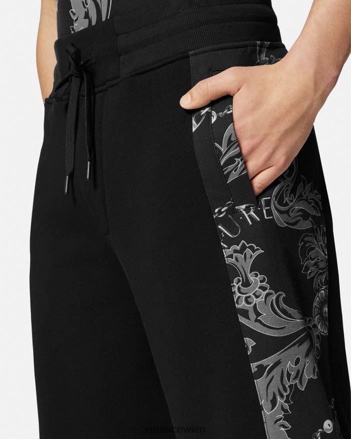 Schwarz Chain-Couture-Sweatshorts Versace Männer Kleidung 8N4XJD2441