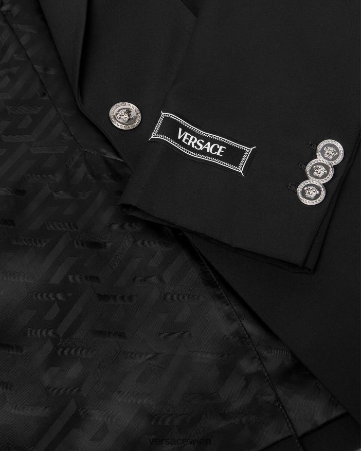 Schwarz Einreihiger Blazer mit Medusa-Print Versace Frauen Kleidung 8N4XJD110