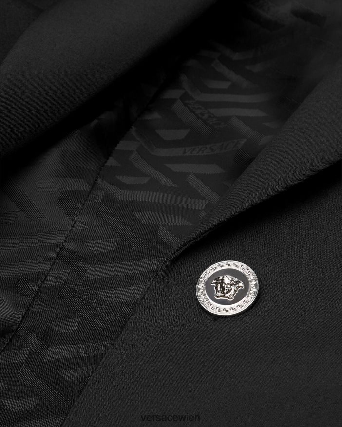 Schwarz Einreihiger Blazer mit Medusa-Print Versace Frauen Kleidung 8N4XJD116