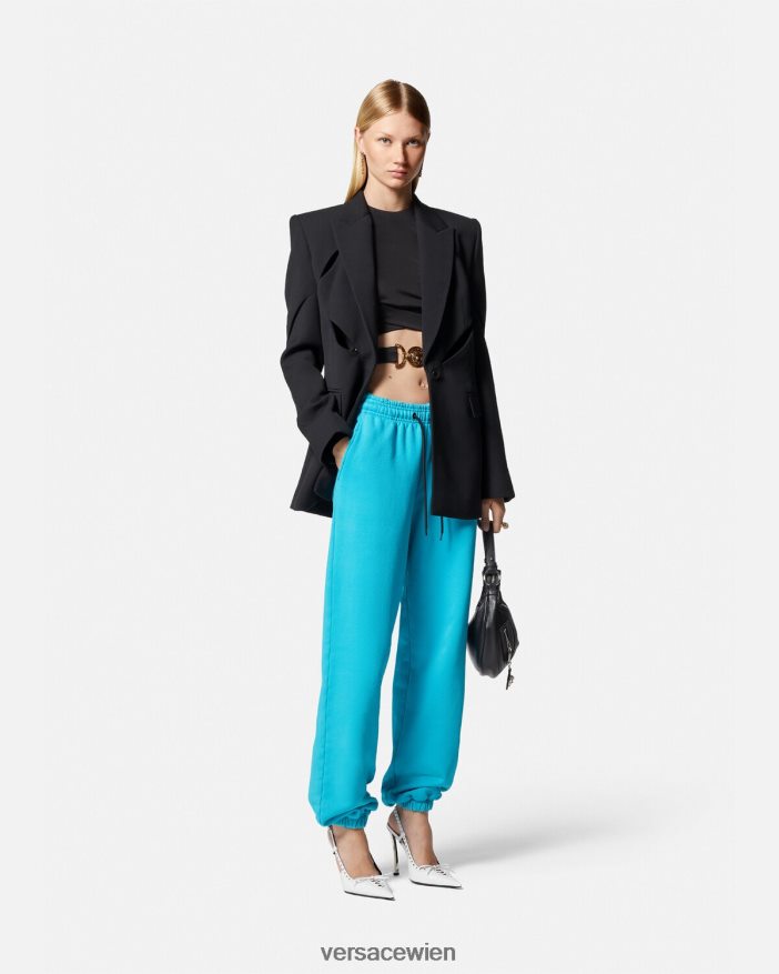 Schwarz Einreihiger Blazer mit Schlitz Versace Frauen Kleidung 8N4XJD111