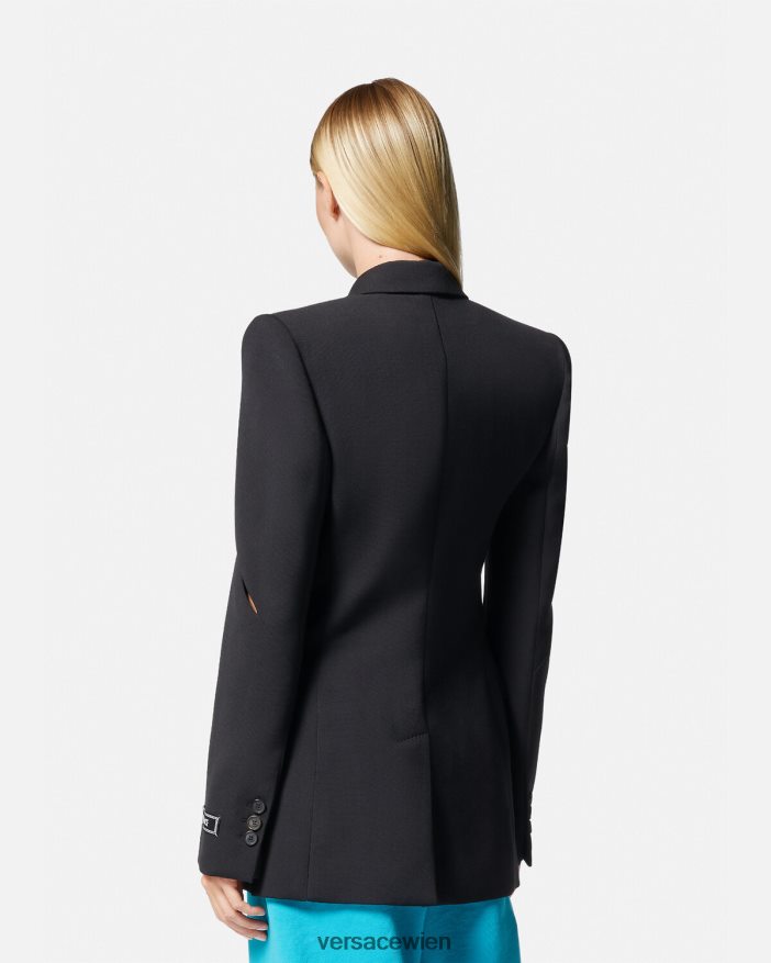 Schwarz Einreihiger Blazer mit Schlitz Versace Frauen Kleidung 8N4XJD111